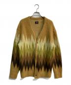 Needlesニードルズ）の古着「Mohair Cardigan - Zigzag　LQ274」｜イエロー×ブラウン