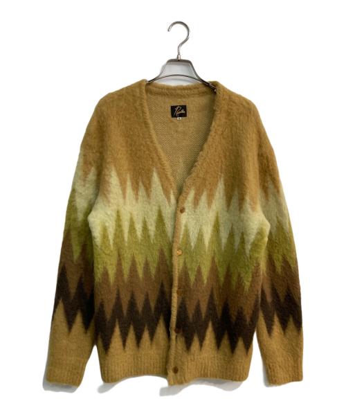 Needles（ニードルズ）Needles (ニードルズ) Mohair Cardigan - Zigzag　LQ274 イエロー×ブラウン サイズ:Mの古着・服飾アイテム