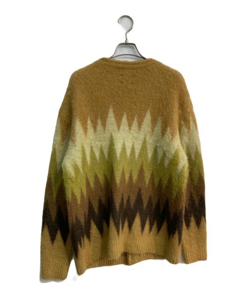 Needles（ニードルズ）Needles (ニードルズ) Mohair Cardigan - Zigzag　LQ274 イエロー×ブラウン サイズ:Mの古着・服飾アイテム