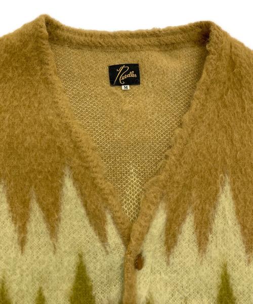 Needles（ニードルズ）Needles (ニードルズ) Mohair Cardigan - Zigzag　LQ274 イエロー×ブラウン サイズ:Mの古着・服飾アイテム