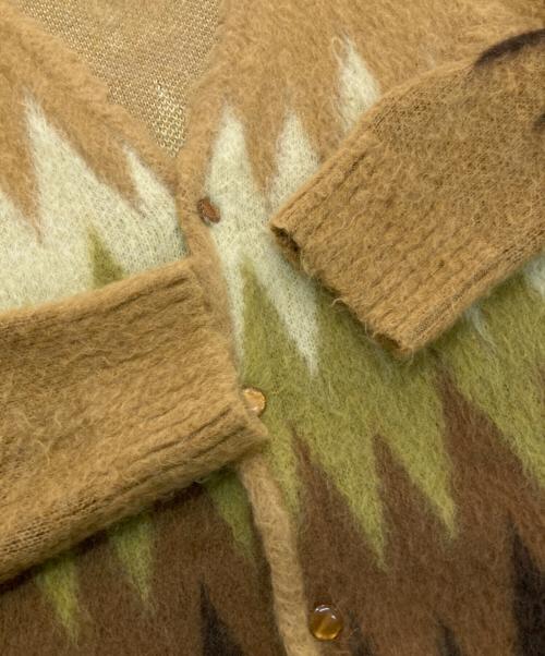 Needles（ニードルズ）Needles (ニードルズ) Mohair Cardigan - Zigzag　LQ274 イエロー×ブラウン サイズ:Mの古着・服飾アイテム