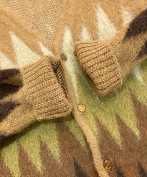 Needles（ニードルズ）Needles (ニードルズ) Mohair Cardigan - Zigzag　LQ274 イエロー×ブラウン サイズ:Mの古着・服飾アイテム