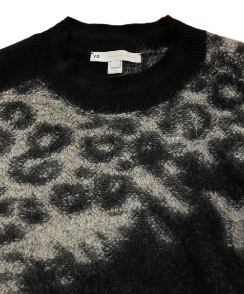 Y-3（ワイスリー）Y-3 (ワイスリー) adidas (アディダス) U LEPPARD KNIT CREW SWEATER　1IM001 ブラック×グレー サイズ:Mの古着・服飾アイテム