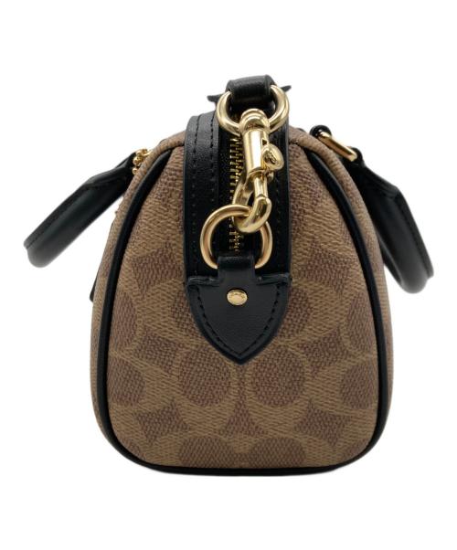 COACH（コーチ）COACH (コーチ) ミニ ローアン クロスボディ・シグネチャー キャンバス・ストライプ ブラウン×ブラックの古着・服飾アイテム