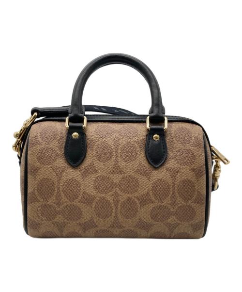 COACH（コーチ）COACH (コーチ) ミニ ローアン クロスボディ・シグネチャー キャンバス・ストライプ ブラウン×ブラックの古着・服飾アイテム