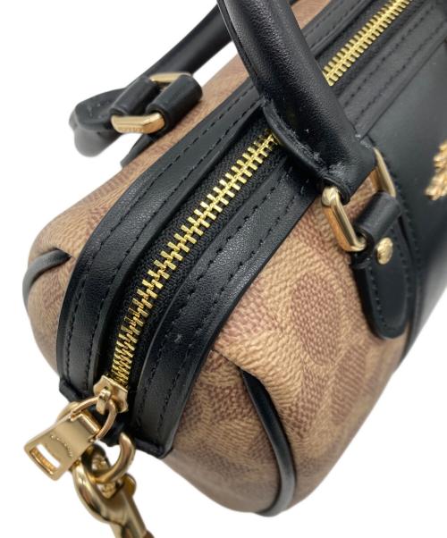 COACH（コーチ）COACH (コーチ) ミニ ローアン クロスボディ・シグネチャー キャンバス・ストライプ ブラウン×ブラックの古着・服飾アイテム