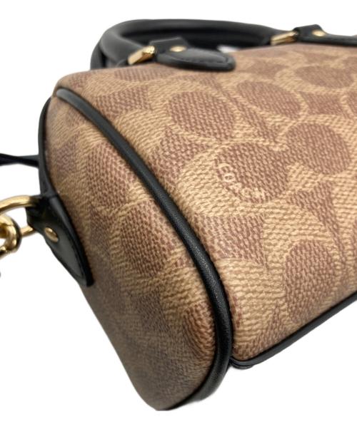 COACH（コーチ）COACH (コーチ) ミニ ローアン クロスボディ・シグネチャー キャンバス・ストライプ ブラウン×ブラックの古着・服飾アイテム