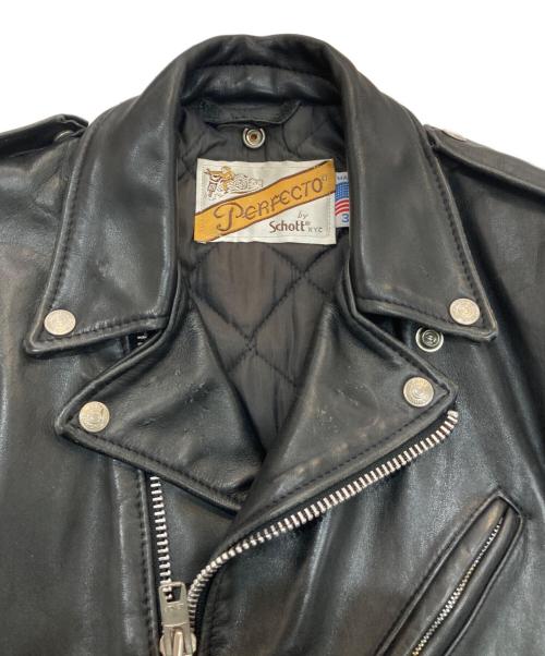 Schott（ショット）Schott (ショット) ダブルライダースジャケット　バイカータグ　80’S　618 ブラック サイズ:32の古着・服飾アイテム