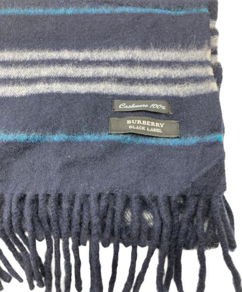 BURBERRY BLACK LABEL（バーバリーブラックレーベル）BURBERRY BLACK LABEL (バーバリーブラックレーベル) カシミヤマフラー ネイビーの古着・服飾アイテム
