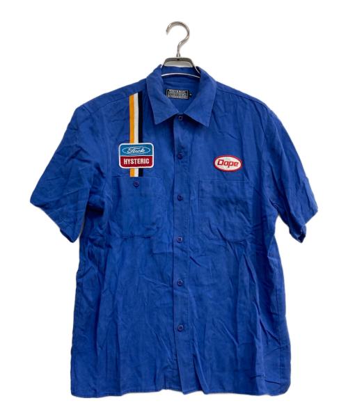 Hysteric Glamour（ヒステリックグラマー）Hysteric Glamour (ヒステリックグラマー) 半袖レーヨンシャツ ブルー サイズ:Mの古着・服飾アイテム