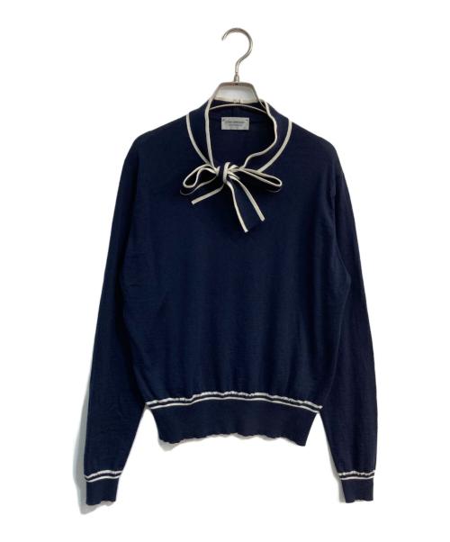 JOHN SMEDLEY（ジョンスメドレー）JOHN SMEDLEY (ジョンスメドレー) LULA ボウタイニットプルオーバー ネイビー サイズ:Mの古着・服飾アイテム