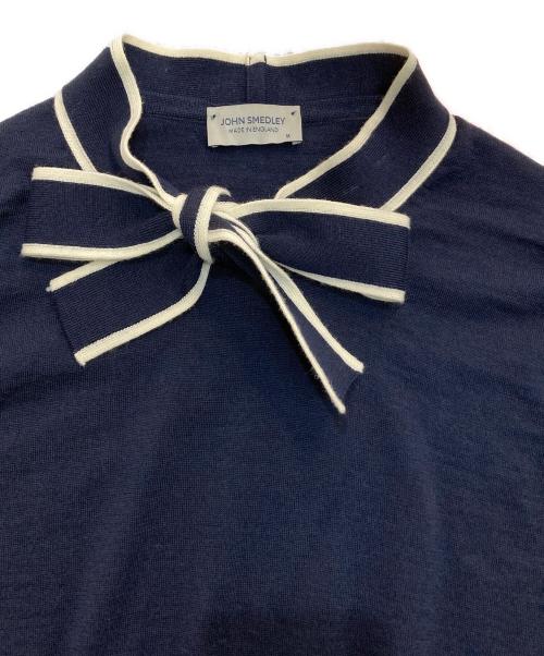 JOHN SMEDLEY（ジョンスメドレー）JOHN SMEDLEY (ジョンスメドレー) LULA ボウタイニットプルオーバー ネイビー サイズ:Mの古着・服飾アイテム