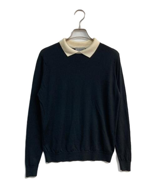 JOHN SMEDLEY（ジョンスメドレー）JOHN SMEDLEY (ジョンスメドレー) 襟付ニットプルオーバー ブラック サイズ:Mの古着・服飾アイテム