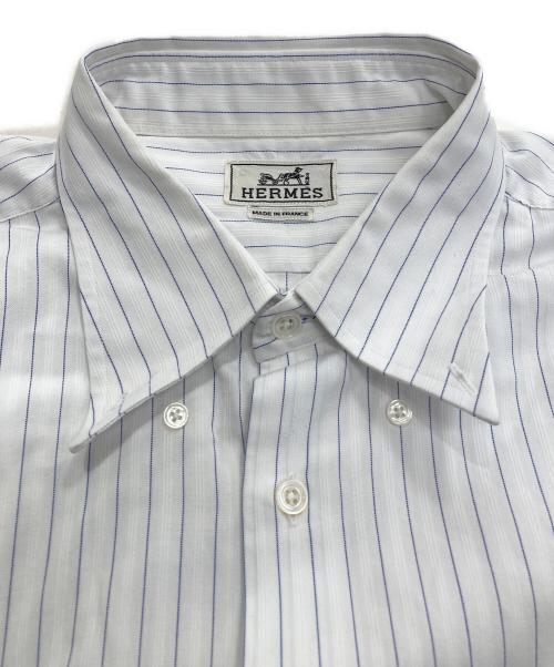 HERMES（エルメス）HERMES (エルメス) 半袖ストライプシャツ ホワイト×ブルー サイズ:43の古着・服飾アイテム