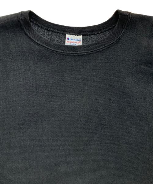 Champion REVERSE WEAVE（チャンピオン リバース ウィーブ）Champion REVERSE WEAVE (チャンピオン リバース ウィーブ) クルーネックスウェット　クレイジーパターン　 刺繍タグ  ブラック×パープル サイズ:Lの古着・服飾アイテム