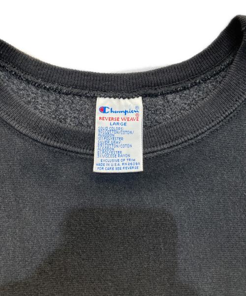 Champion REVERSE WEAVE（チャンピオン リバース ウィーブ）Champion REVERSE WEAVE (チャンピオン リバース ウィーブ) クルーネックスウェット　クレイジーパターン　 刺繍タグ  ブラック×パープル サイズ:Lの古着・服飾アイテム