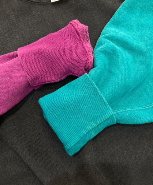 Champion REVERSE WEAVE（チャンピオン リバース ウィーブ）Champion REVERSE WEAVE (チャンピオン リバース ウィーブ) クルーネックスウェット　クレイジーパターン　 刺繍タグ  ブラック×パープル サイズ:Lの古着・服飾アイテム