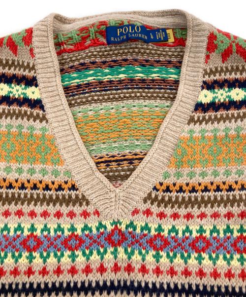 POLO RALPH LAUREN（ポロ・ラルフローレン）POLO RALPH LAUREN (ポロ・ラルフローレン) フェアアイル柄ニットベスト ベージュ サイズ:Lの古着・服飾アイテム