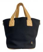 BURBERRY BLUE LABELバーバリーロンドンブルーレーベル）の古着「キャンバスレザートートバッグ」｜ブラック