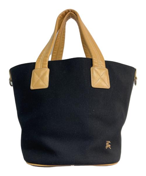 BURBERRY BLUE LABEL（バーバリーロンドンブルーレーベル）BURBERRY BLUE LABEL (バーバリーロンドンブルーレーベル) キャンバスレザートートバッグ ブラックの古着・服飾アイテム