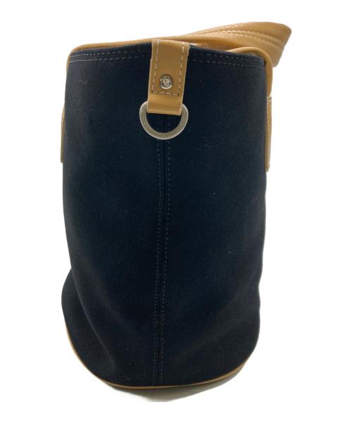 BURBERRY BLUE LABEL（バーバリーロンドンブルーレーベル）BURBERRY BLUE LABEL (バーバリーロンドンブルーレーベル) キャンバスレザートートバッグ ブラックの古着・服飾アイテム