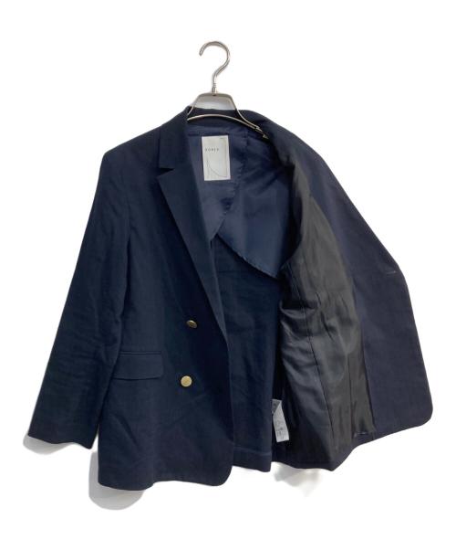 Noble（ノーブル）Noble (ノーブル) 麻ストレッチピークドラペルダブルジャケット　22010240501120 ネイビー サイズ:38の古着・服飾アイテム