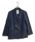 Noble（ノーブル）の古着「麻ストレッチピークドラペルダブルジャケット　22010240501120」｜ネイビー