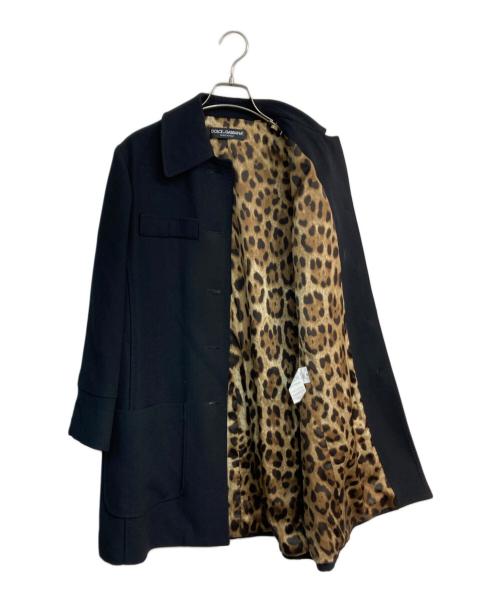 DOLCE & GABBANA（ドルチェ＆ガッバーナ）DOLCE & GABBANA (ドルチェ＆ガッバーナ) 裏地レオパードステンカラーコート　F0C1IT ブラック サイズ:40の古着・服飾アイテム