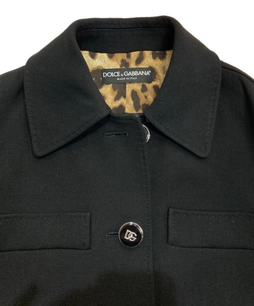 DOLCE & GABBANA（ドルチェ＆ガッバーナ）DOLCE & GABBANA (ドルチェ＆ガッバーナ) 裏地レオパードステンカラーコート　F0C1IT ブラック サイズ:40の古着・服飾アイテム