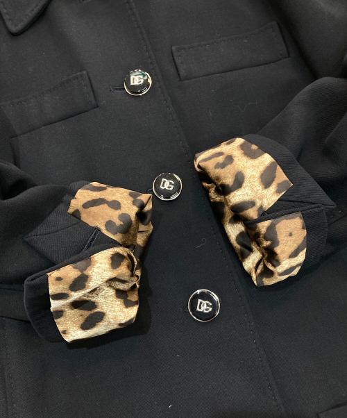 DOLCE & GABBANA（ドルチェ＆ガッバーナ）DOLCE & GABBANA (ドルチェ＆ガッバーナ) 裏地レオパードステンカラーコート　F0C1IT ブラック サイズ:40の古着・服飾アイテム