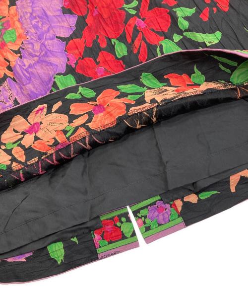 LEONARD（レオナール）LEONARD (レオナール) セットアップシルクジャケットスカート オレンジ×ブラック サイズ:7ARの古着・服飾アイテム