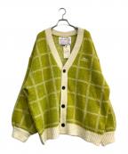 LOGANローガン）の古着「チェックニットカーディガン」｜グリーン