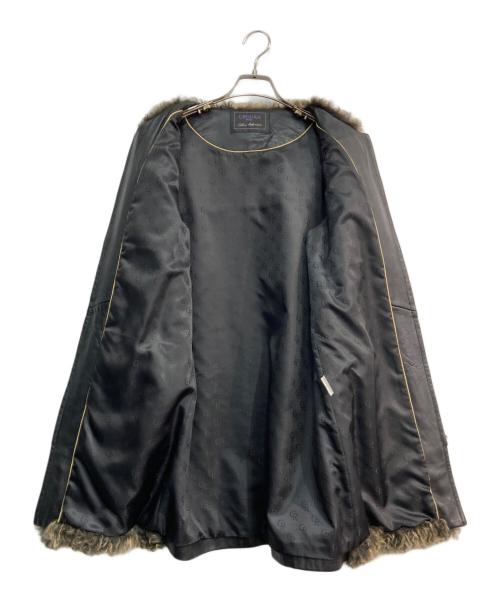 C.ROUAN（セ・ルーアン）C.ROUAN (セ・ルーアン) ラムファーレザー切り替えコート ブラック サイズ:MLの古着・服飾アイテム