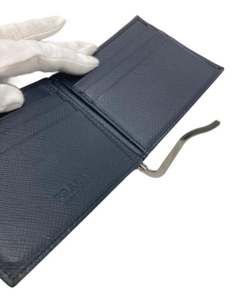 PRADA（プラダ）PRADA (プラダ) サフィアーノレザーマネーレザークリップ ネイビーの古着・服飾アイテム