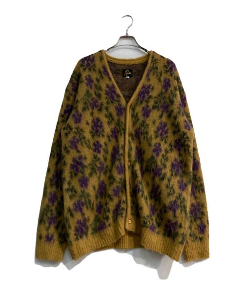 Needles（ニードルズ）Needles (ニードルズ) Mohair Cardigan - Flower　NS282 イエロー×パープル サイズ:Lの古着・服飾アイテム