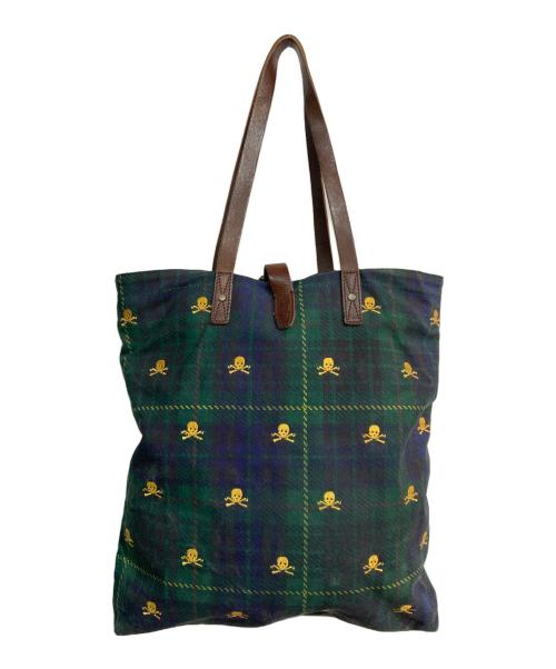 Rugby Ralph Lauren（ラグビーラルフローレン）Rugby Ralph Lauren (ラグビーラルフローレン) チェック柄キャンバストートバッグ グリーンの古着・服飾アイテム