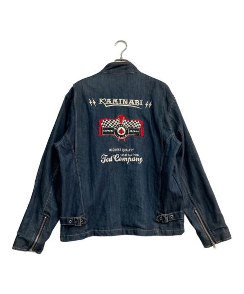 カミナリモータース（カミナリモータース）カミナリモータース (カミナリモータース) TED COMPANY (テッドカンパニー) デニムシングルライダースジャケット インディゴ サイズ:44の古着・服飾アイテム
