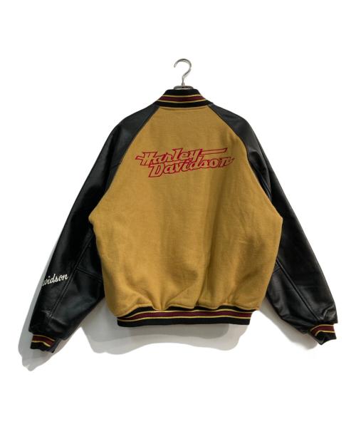 HARLEY-DAVIDSON（ハーレーダビッドソン）HARLEY-DAVIDSON (ハーレーダビッドソン) ウールレザー切替スタジャン 90‘s　30373D イエロー×ブラック サイズ:Lの古着・服飾アイテム