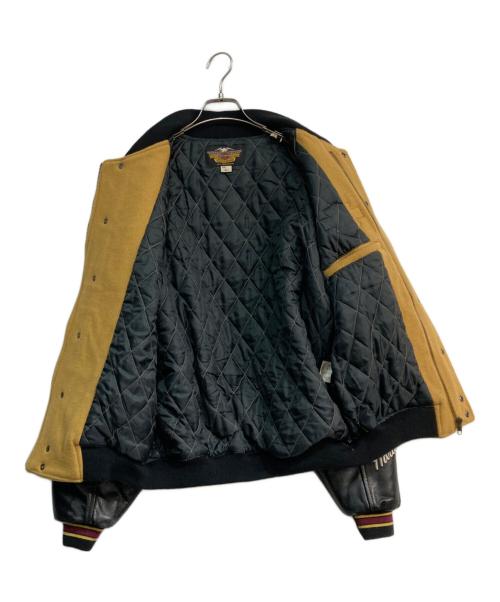 HARLEY-DAVIDSON（ハーレーダビッドソン）HARLEY-DAVIDSON (ハーレーダビッドソン) ウールレザー切替スタジャン 90‘s　30373D イエロー×ブラック サイズ:Lの古着・服飾アイテム