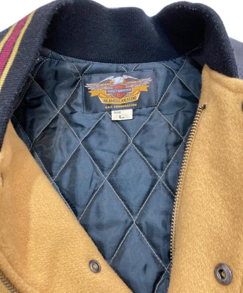 HARLEY-DAVIDSON（ハーレーダビッドソン）HARLEY-DAVIDSON (ハーレーダビッドソン) ウールレザー切替スタジャン 90‘s　30373D イエロー×ブラック サイズ:Lの古着・服飾アイテム