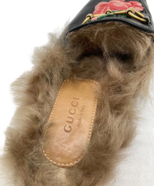 GUCCI（グッチ）GUCCI (グッチ) プリンスタウン レザースリッパ ブラック サイズ:37の古着・服飾アイテム