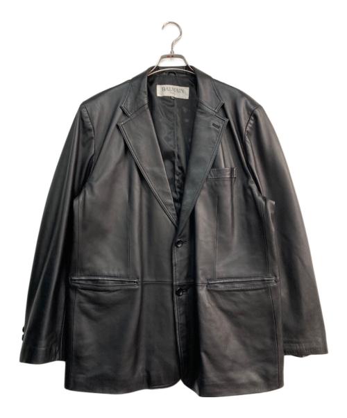 BALMAIN（バルマン）BALMAIN (バルマン) ラムレザーテーラードジャケット　6800 ブラック サイズ:3Lの古着・服飾アイテム