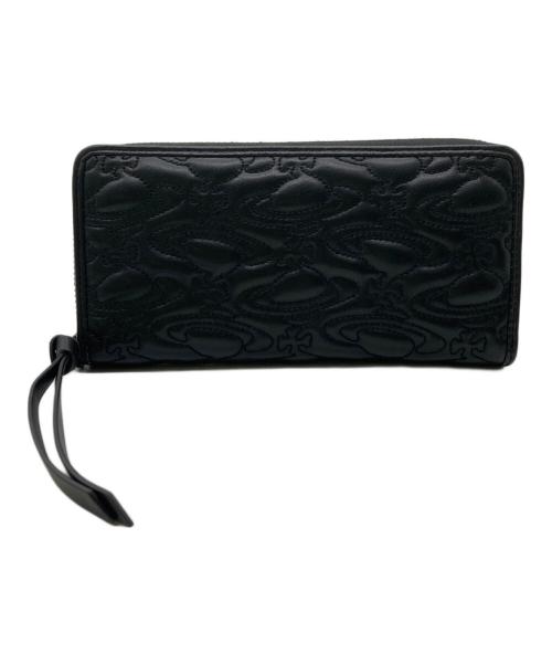 Vivienne Westwood（ヴィヴィアンウエストウッド）Vivienne Westwood (ヴィヴィアンウエストウッド) キルティングWATER ORB ラウンドファスナー長財布 ブラックの古着・服飾アイテム