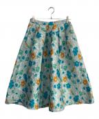 machattマチャット）の古着「フラワージャガードスカート」｜ブルー×オレンジ