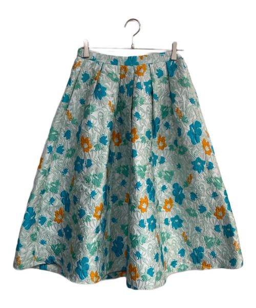 machatt（マチャット）machatt (マチャット) フラワージャガードスカート ブルー×オレンジ サイズ:Fの古着・服飾アイテム