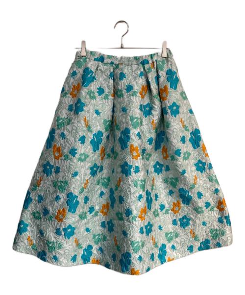 machatt（マチャット）machatt (マチャット) フラワージャガードスカート ブルー×オレンジ サイズ:Fの古着・服飾アイテム