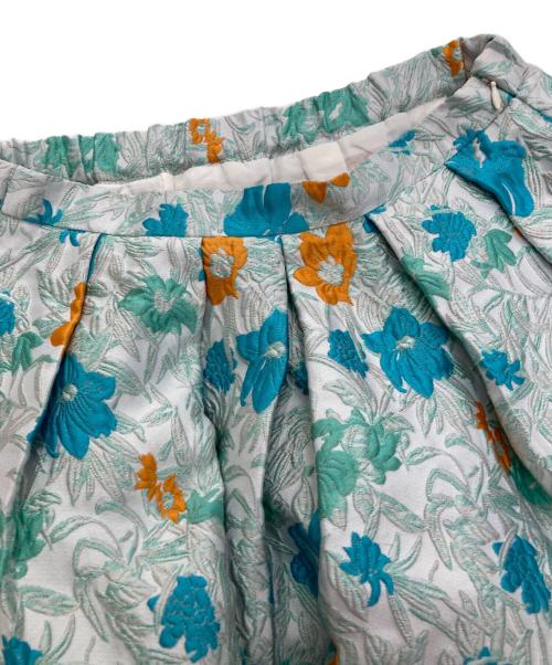 machatt（マチャット）machatt (マチャット) フラワージャガードスカート ブルー×オレンジ サイズ:Fの古着・服飾アイテム