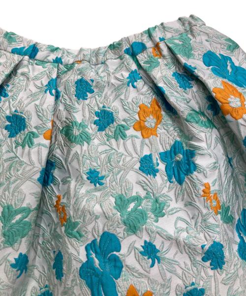 machatt（マチャット）machatt (マチャット) フラワージャガードスカート ブルー×オレンジ サイズ:Fの古着・服飾アイテム