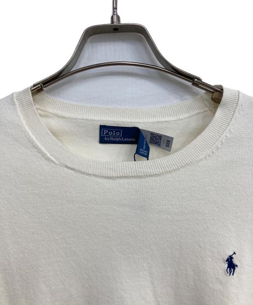 POLO RALPH LAUREN（ポロ・ラルフローレン）POLO RALPH LAUREN (ポロ・ラルフローレン) クルーネック半袖ニット ホワイト サイズ:M 未使用品の古着・服飾アイテム