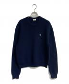 CELINEセリーヌ）の古着「トリオンフ ロゴ刺繍 ウール クルーネックニット」｜ネイビー